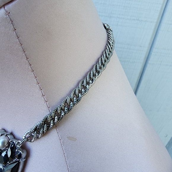 White House Black Market Chunky Glittery Beaded Jeweled Necklace 16"-18.5" EUC - Picture 5 of 11